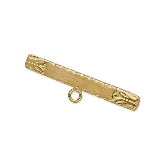 Imperdible Bebé de Barra Mate con Bordes Ornamentados en Oro Amarillo 18K