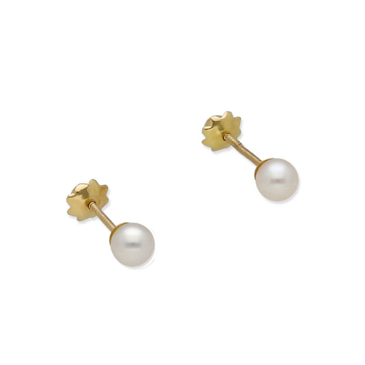 Pendientes de Oro con Perlas Cultivadas Rosca de 4mm
