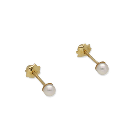 Pendientes de Oro con Perlas Cultivadas Rosca de 3mm
