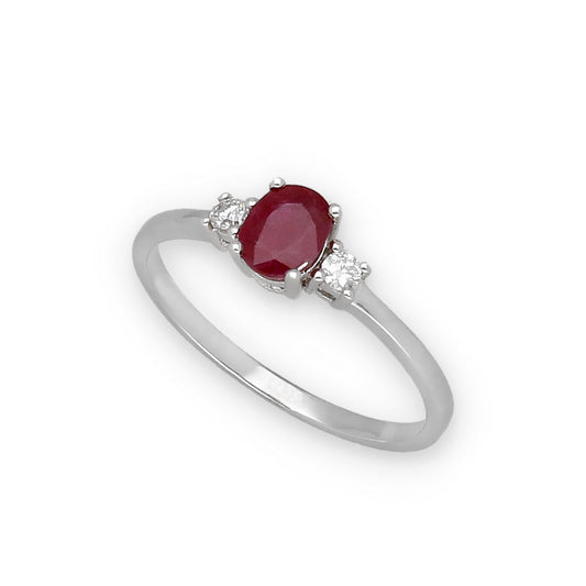 Anillo Mia en Oro 18 k con Diamantes y Rubí