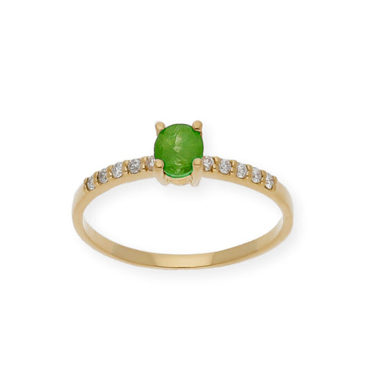 Anillo Lumos en Oro 18K con Esmeralda Central y Diamantes