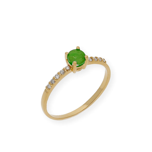 Anillo Lumos en Oro 18K con Esmeralda Central y Diamantes