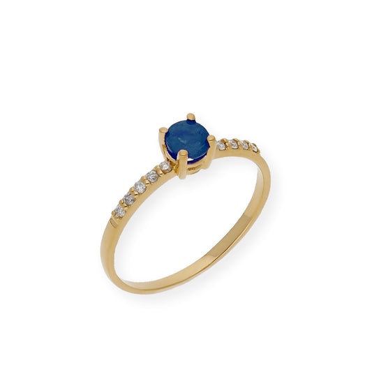 Anillo Lumos en Oro 18K con Zafiro Central y Diamantes
