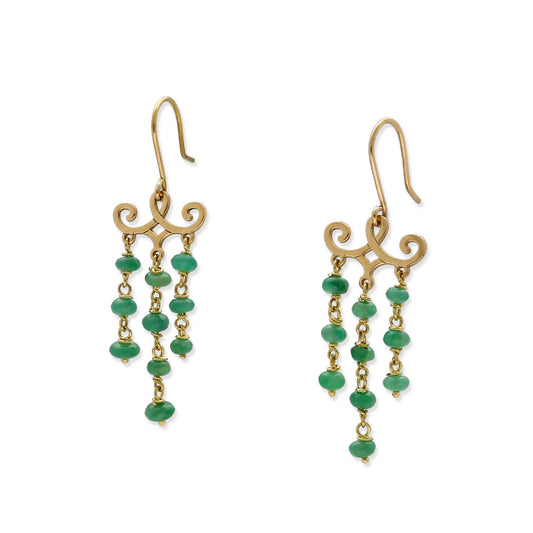 Earrings - 18 kt. Yellow gold Emerald