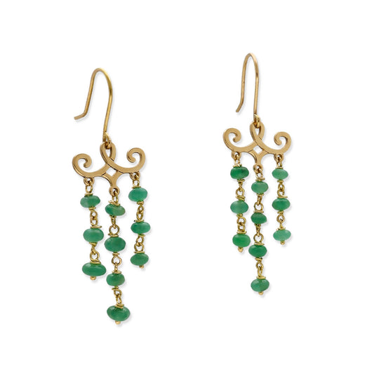 Earrings - 18 kt. Yellow gold Emerald