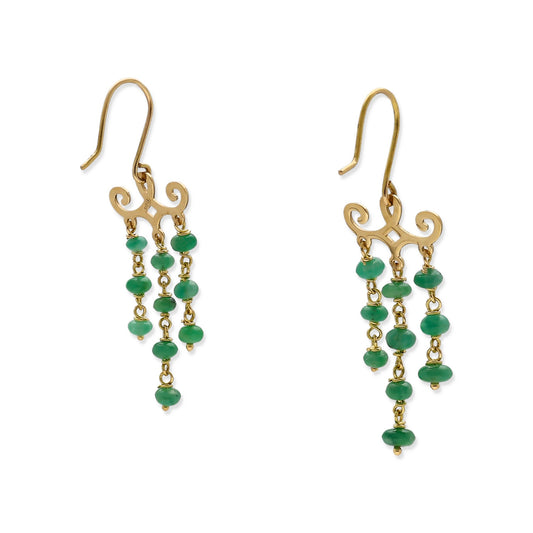 Earrings - 18 kt. Yellow gold Emerald