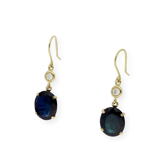 Pendientes Magnus en Oro 18K con Diamantes y Grandes Zafiros Ovales