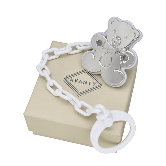 Pinza Chupete de Bebé Oso en Plata de Ley 925