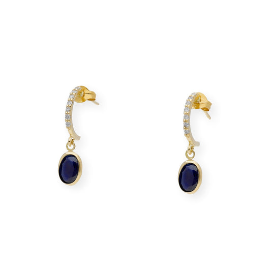 Pendientes Delicia en Oro 18K con Zafiros y Medio Aro de Diamantes