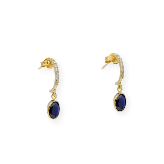 Pendientes Delicia en Oro 18K con Zafiros y Medio Aro de Diamantes