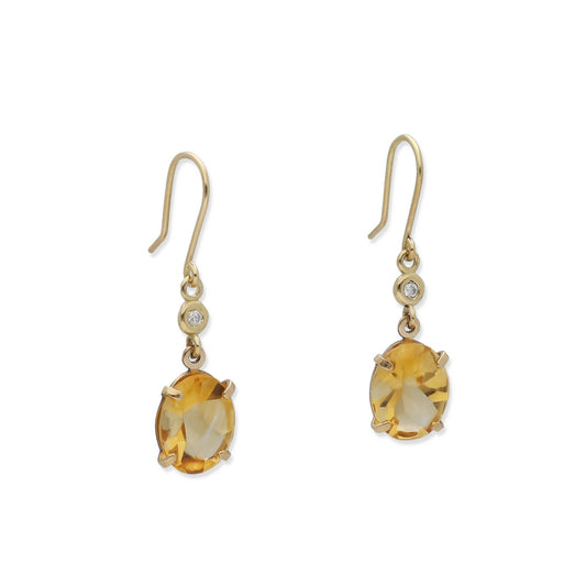 Pendientes en Oro 18K con Diamante y Topacio Amarillo