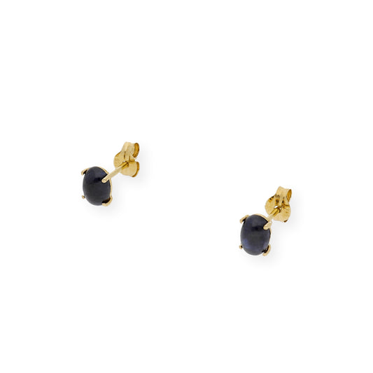 Pendientes de Botón en Oro 18K con Zafiro 6x4mm