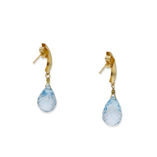 Pendientes Katia en Oro Amarillo 18K con Topacio Azul Facetado