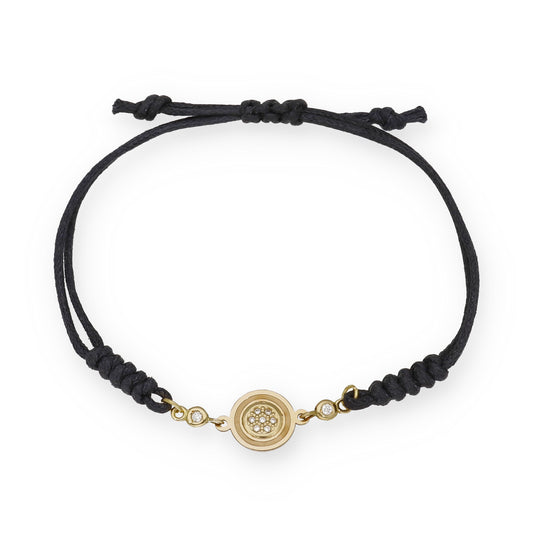 Pulsera Macramé en Oro de 18K con Roseta de Diamantes