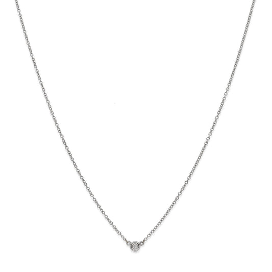 Collar con Colgante Clarise con Diamante y Oro Blanco "Punto de Luz"