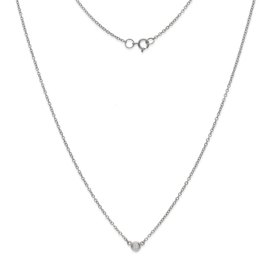 Collar con Colgante Clarise con Diamante y Oro Blanco "Punto de Luz"