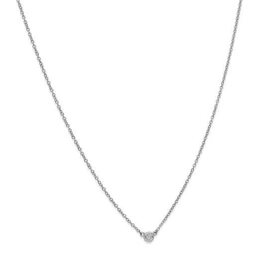 Collar con Colgante Clarise con Diamante y Oro Blanco "Punto de Luz"