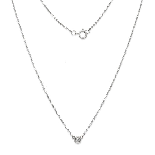 Collar con Colgante Liberty con Diamante y Oro Blanco "Punto de Luz"