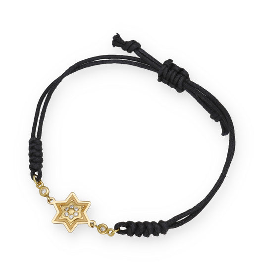 Pulsera Macramé Estrella en Oro de Ley 18k y Diamantes