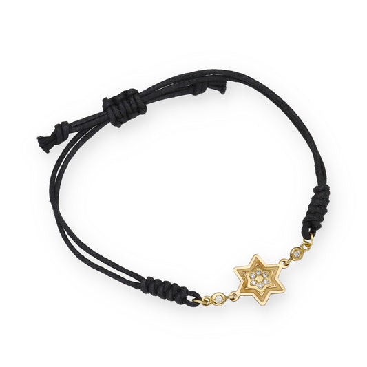 Pulsera Macramé Estrella en Oro de Ley 18k y Diamantes