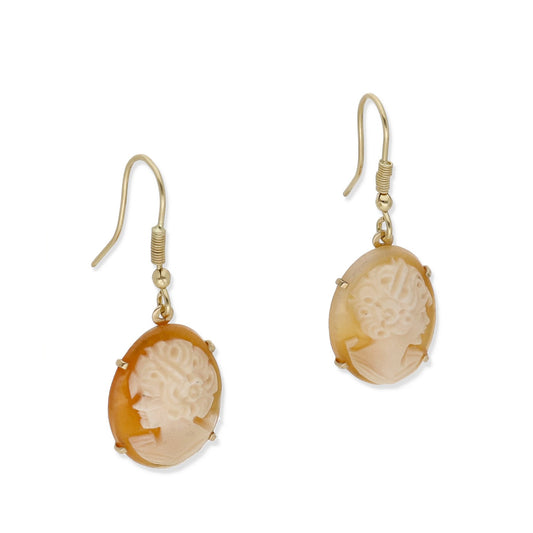 Pendientes Camafeo Coral en Oro de 18K