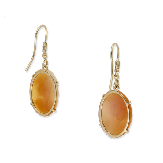 Pendientes Camafeo Coral en Oro de 18K