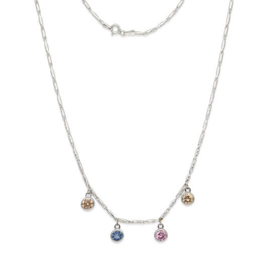 Gargantilla de Plata de Ley 925 con Piedras de Color