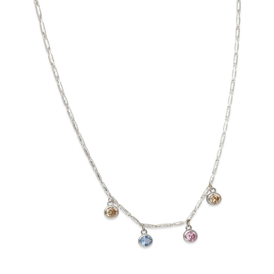 Gargantilla de Plata de Ley 925 con Piedras de Color