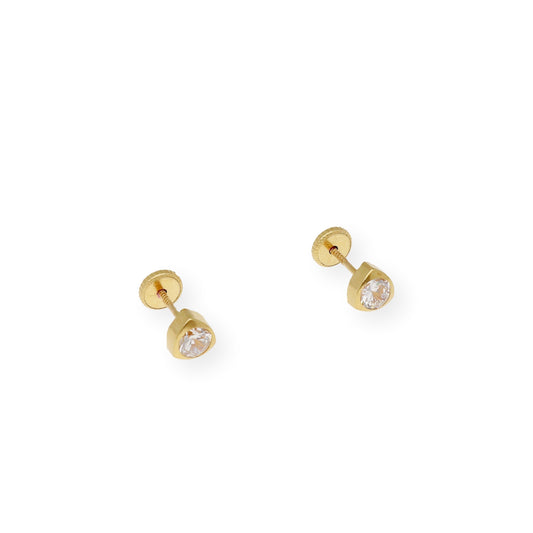 Pendientes Bebé Triángulo 3 mm en Oro 18K con Circonitas