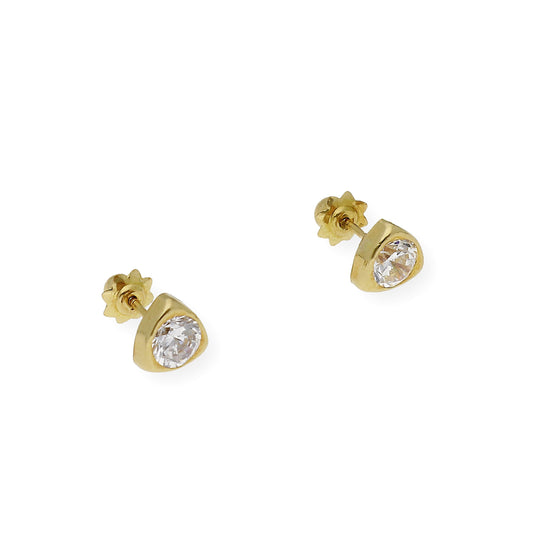 Pendientes Bebé Triángulo 6 mm en Oro 18K con Circonitas