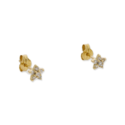 Pendiente Flor de Oro Amarillo 18kt  Con Brillantes