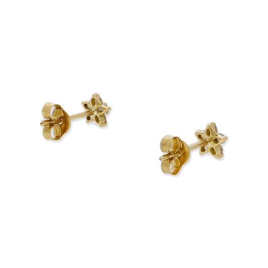 Pendiente Flor de Oro Amarillo 18kt  Con Brillantes