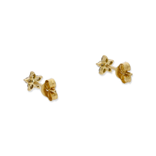 Pendiente Flor de Oro Amarillo 18kt  Con Brillantes