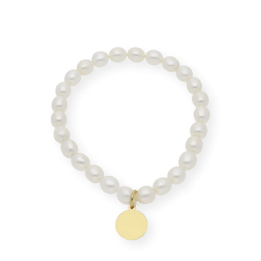 Pulsera de Comunión en Plata de Ley 925 y Perlas con Dije de Ángel