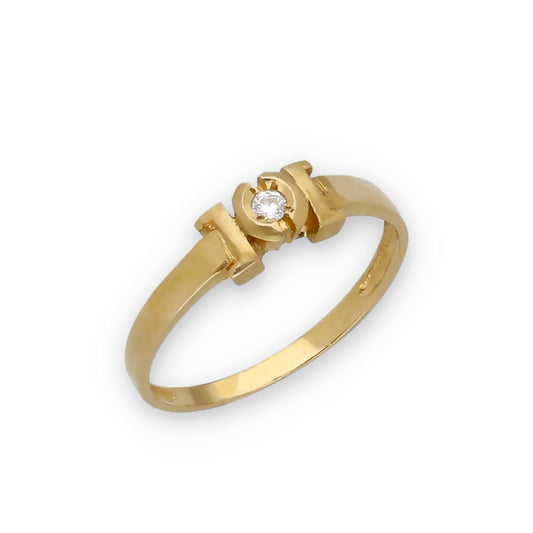 Anillo Tunsak en Oro de 18K con Circonita Central