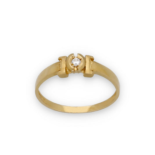 Anillo Tunsak en Oro de 18K con Circonita Central