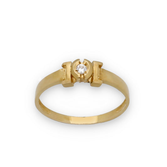 Anillo Tunsak en Oro de 18K con Circonita Central