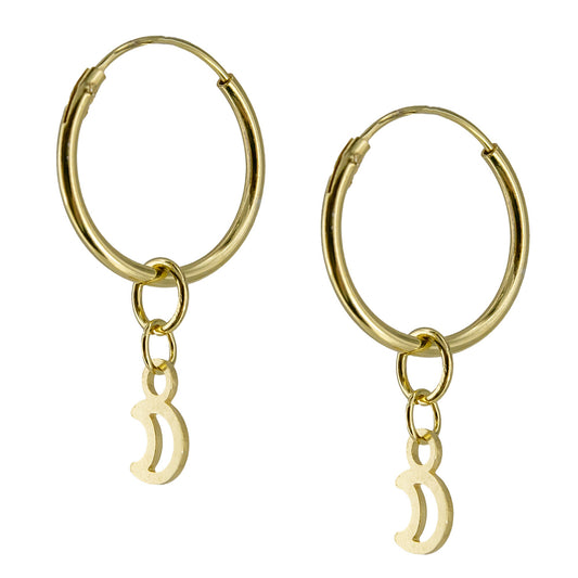Pendientes de Aro con Media Luna en Plata de Ley 925 Bañada en Oro 18K
