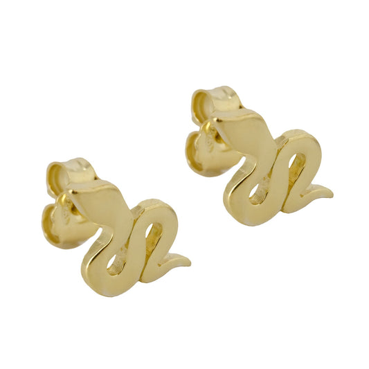 Pendientes Botón de Serpiente en Plata de Ley 925 Bañada en Oro 18K
