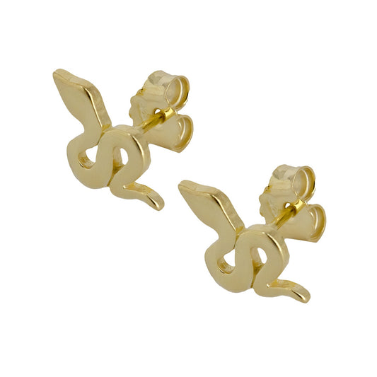Pendientes Botón de Serpiente en Plata de Ley 925 Bañada en Oro 18K