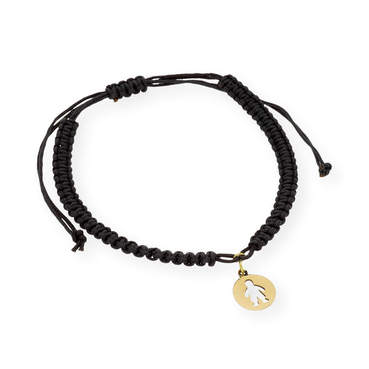 Pulsera Macramé con Dije Inocente en Oro de Ley