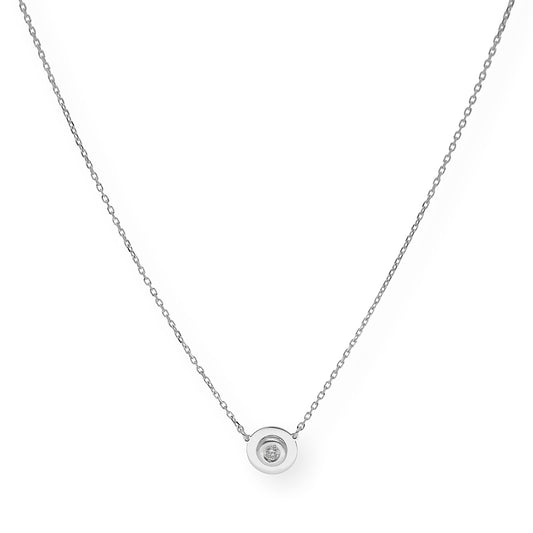 Collar con Colgante de Oro Blanco 18k y Diamante