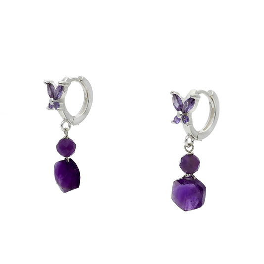 Pendientes de Mariposa con Amatistas en Plata de Ley 925