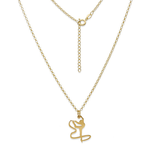 Collar con Colgante de Gimnasia Artística en Plata de Ley 925 Bañada en Oro 18K