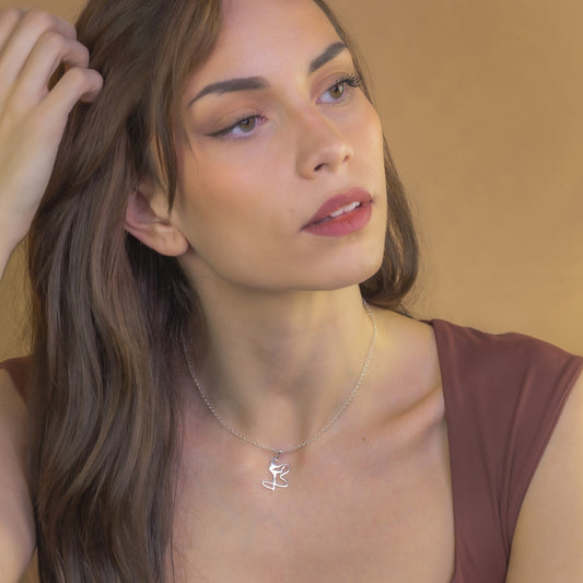 Collar con Colgante de Gimnasia Artística en Plata de Ley 925 Bañada en Oro Rosa 18K