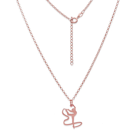 Collar con Colgante de Gimnasia Artística en Plata de Ley 925 Bañada en Oro Rosa 18K