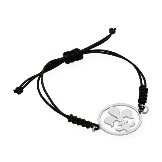 Pulsera Macramé Flor de Lis en Plata de Ley 925