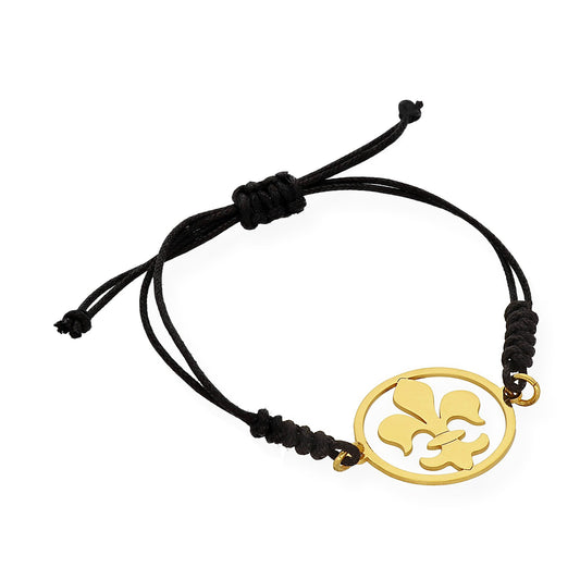 Pulsera Macramé Flor de Lis en Plata de Ley 925 Bañado en Oro 18K