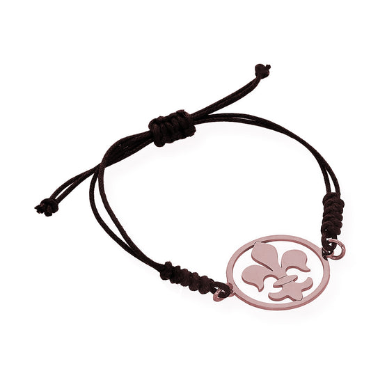 Pulsera Macramé Flor de Lis en Plata de Ley 925 Bañado en Oro Rosa 18K
