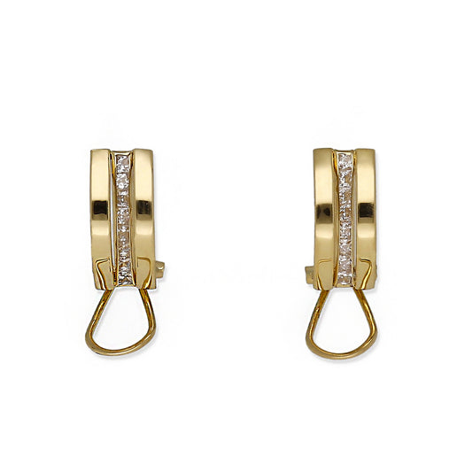 Pendientes Medio Aro en Oro de Ley 18K con Circonitas